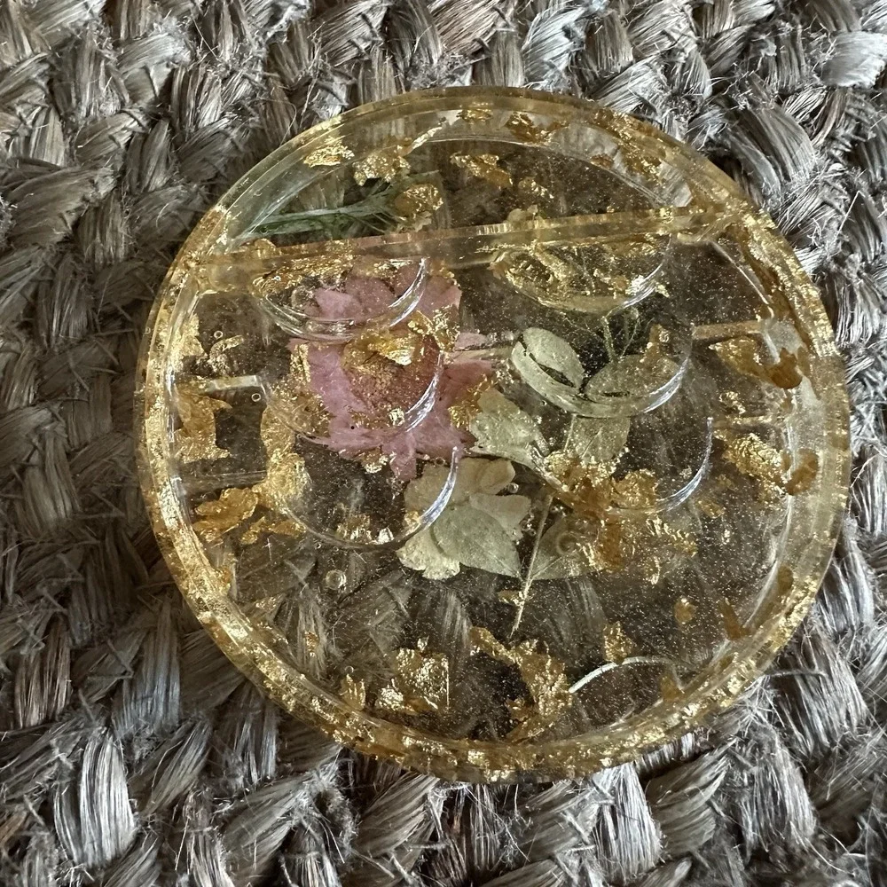 Handmade Resin Floral Gold Speck Faux‎ Eyelash Carrying Storage Case